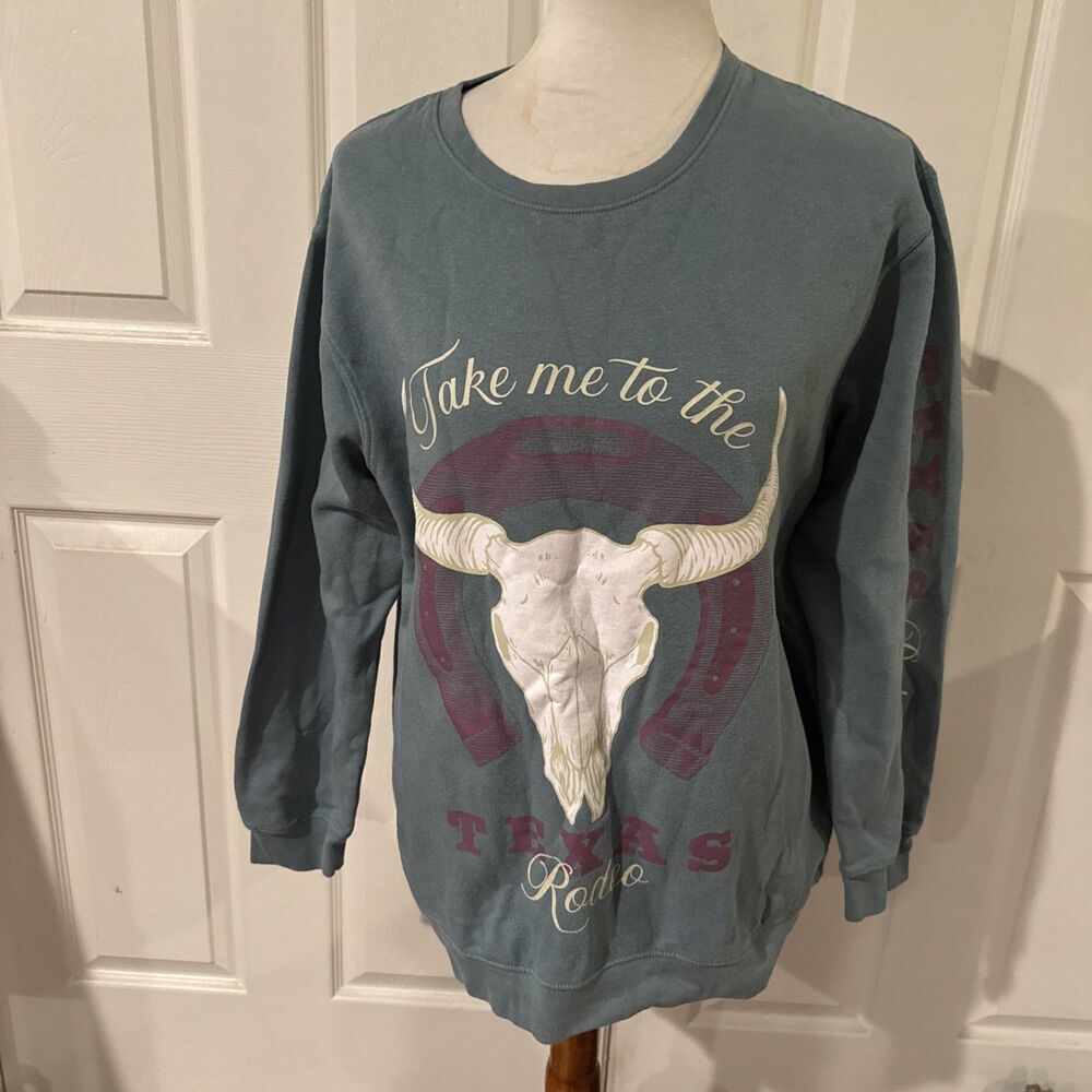 Love‎ For Humanity Coutoure Womens Pullover Sweatshirt Medium Green Texas Skull